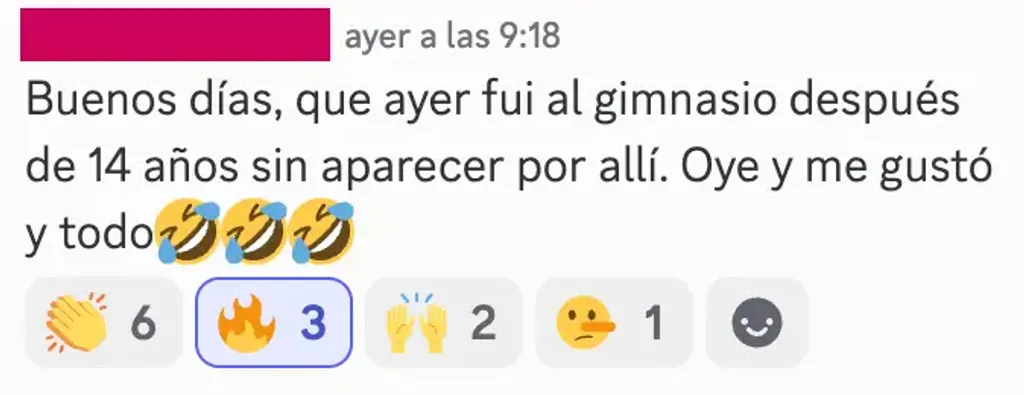 Captura de chat de la membresía: feedback positivo de miembro sobre las lecciones mensuales de GoiGroup