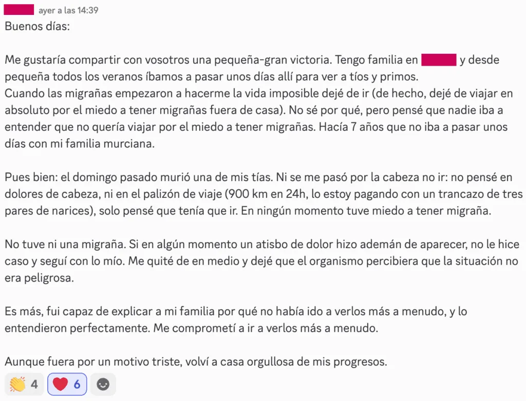 Testimonio de miembro sobre la calidad del contenido y el apoyo del equipo en la membresía
