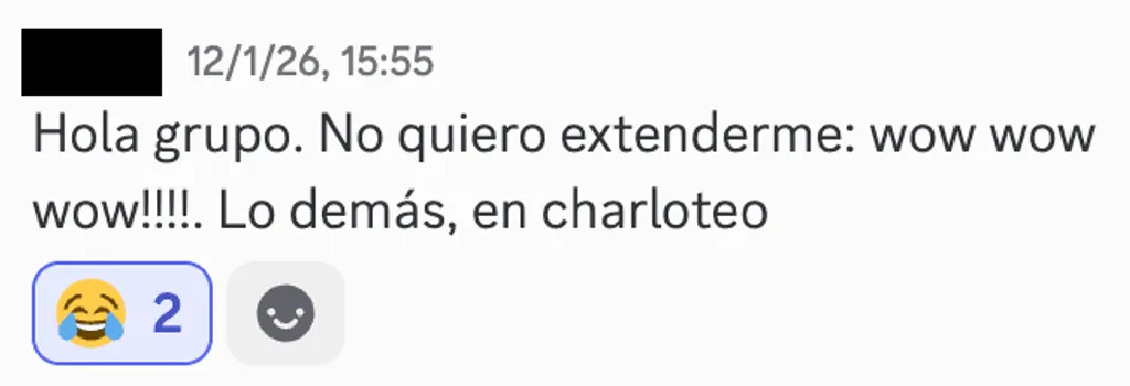 Captura del chat de la membresía: miembro comparte su progreso con los síntomas tras las lecciones