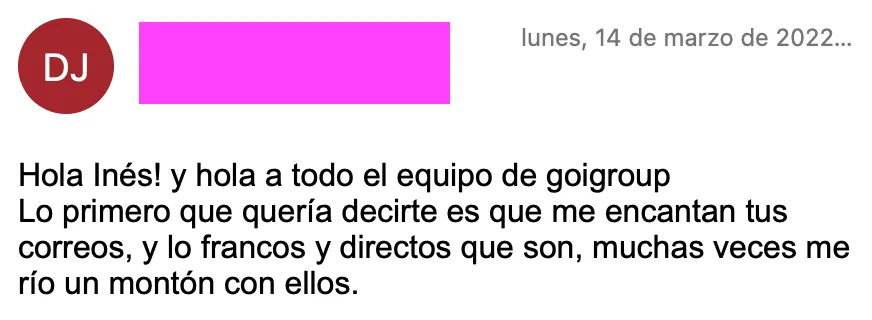 Testimonio de lectora del newsletter de GoiGroup: reducción de síntomas persistentes sin medicación