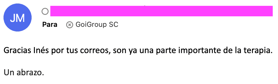 Email de lectora: mejoría de dolor crónico tras educación en neurociencia del dolor con GoiGroup