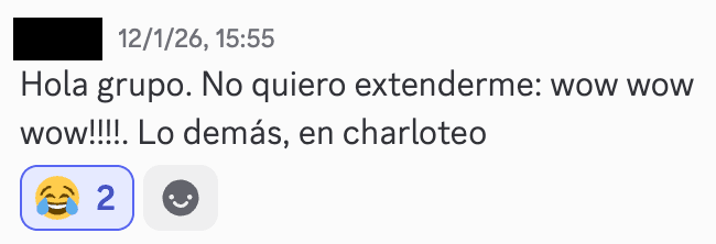 Captura del chat de la membresía: miembro comparte su progreso con los síntomas tras las lecciones